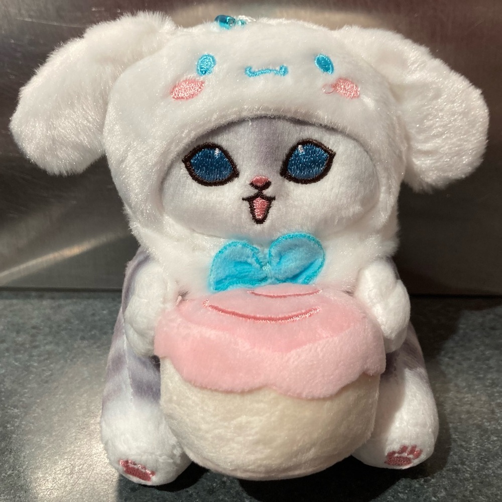 🐶🐱🧁14cm Sanrio Mofusand Cat Cross-Dressing  Cinnamoroll Puppy Cupcake Plush Doll